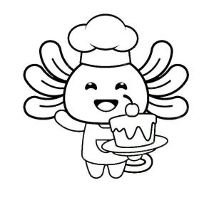 Axolotl boyama sayfası,  coloring page, Axolotl aşçısı., 