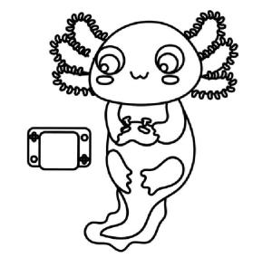 Axolotl boyama sayfası,  coloring page, Axolotl konsolda oynuyor., 