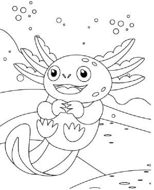 Axolotl boyama sayfası,  coloring page, Axolotl sualtı dünyasının tadını çıkarır., 