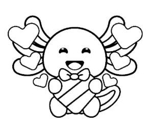 Axolotl boyama sayfası,  coloring page, Kalpli Axolotl boyama sayfası, 