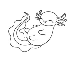 Axolotl boyama sayfası,  coloring page, Bebek Axolotl gülüyor., 