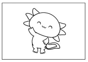 Axolotl boyama sayfası,  coloring page, Axolotl el sallıyor, 