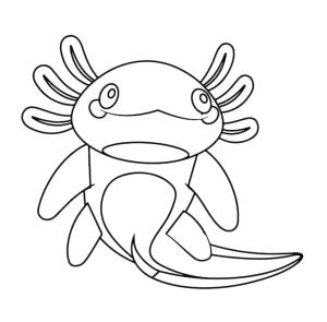 Axolotl boyama sayfası,  coloring page, Memnun Axolotl., 