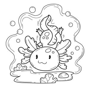 Axolotl boyama sayfası,  coloring page, Axolotl yüzüyor., 