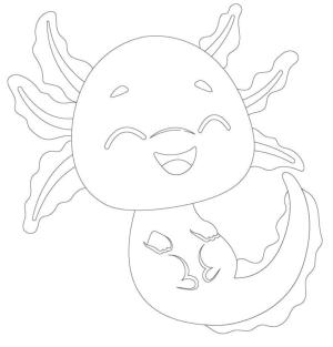 Axolotl boyama sayfası,  coloring page, Neşeli yavru aksolotl, 