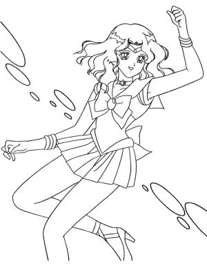 Ay Savaşçısı boyama sayfası,  coloring page, Sailor Moon’dan Michiru Kaiou, 