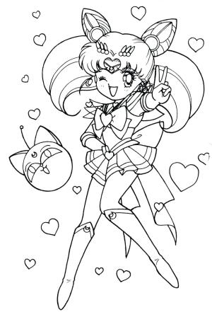 Ay Savaşçısı boyama sayfası,  coloring page, Chibi Güzel Chibiusa, 