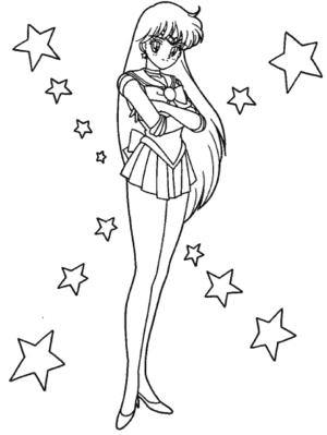 Ay Savaşçısı boyama sayfası,  coloring page, Anime Sailor Moon’dan Rei Hino, 