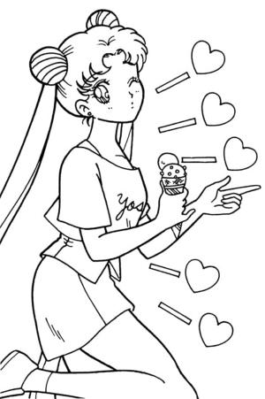 Ay Savaşçısı boyama sayfası,  coloring page, Sevimli Usagi Tsukino, 