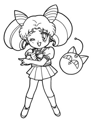 Ay Savaşçısı boyama sayfası,  coloring page, Özgür Kawaii Chibiusa, 