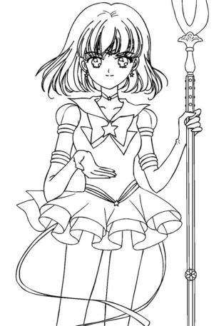 Ay Savaşçısı boyama sayfası,  coloring page, Anime Sailor Moon’dan Sailor Saturn, 