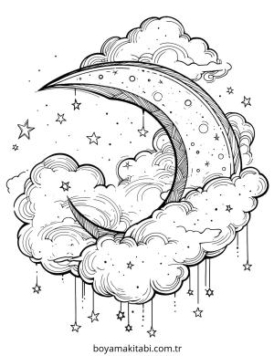 Ay boyama sayfası – ücretsiz yazdır, boyama etkinliği