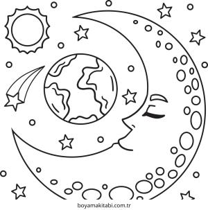 Ay boyama sayfası – kolay boyama, eğitici aktivite