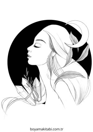 Ay boyama sayfası – çocuklar için, çizgi film temalı