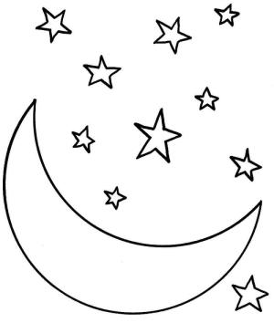 Ay boyama sayfası,  coloring page, Yıldızlı Hilal, 