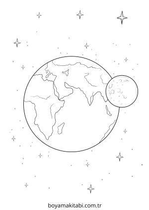 Ay boyama sayfası – çizgi film temalı, basit çizim