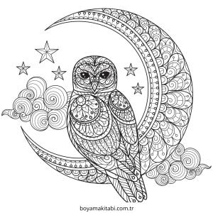 Ay boyama sayfası – sevimli karakter, sanatsal çalışma