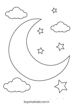 Ay boyama sayfası – eğitici aktivite, yaratıcılık