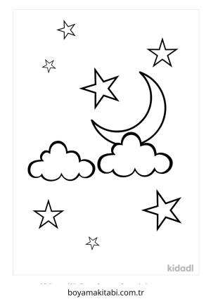Ay boyama sayfası – el becerilerini geliştirir, boyama çalışması