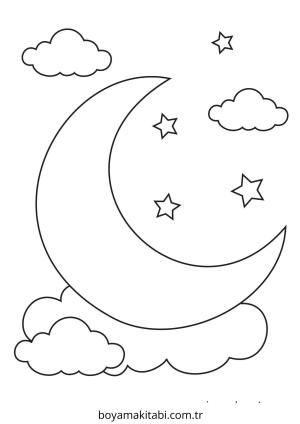 Ay boyama sayfası – evde etkinlik, ücretsiz yazdır