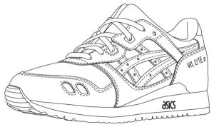 Ayakkabı boyama sayfası,  coloring page, Asics imzalı spor ayakkabılar, 