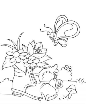 Ayakkabı boyama sayfası,  coloring page, Eski Ayakkabı Çiçekler, 