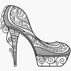 Ayakkabı boyama sayfası,  coloring page, Glamour tasarımcı ayakkabı, 