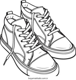 Ayakkabı boyama sayfası – el becerilerini geliştirir, boyama çalışması