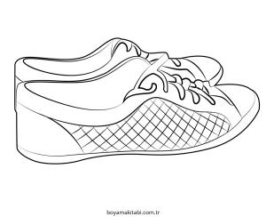 Ayakkabı boyama sayfası – çizgi film temalı, basit çizim