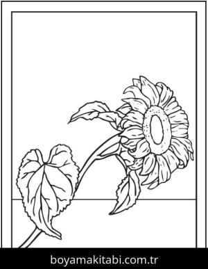 Ayçiçeği boyama sayfası – PDF indir, sevimli karakter