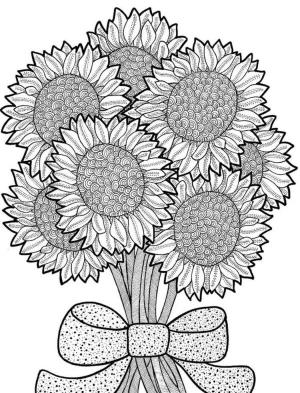 Ayçiçeği boyama sayfası,  coloring page, Güzel çiçeklerden oluşan sıra dışı buket, 