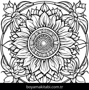 Ayçiçeği boyama sayfası,  coloring page, sevimli, doğal, doğal