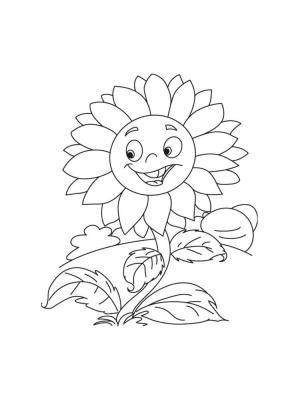 Ayçiçeği boyama sayfası,  coloring page, Güneşli mutlu bitki, 