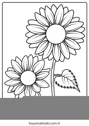 Ayçiçeği boyama sayfası – kolay boyama, eğitici aktivite