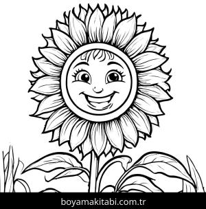 Ayçiçeği boyama sayfası,  coloring page, modern, kolay, tatlı
