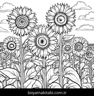 Ayçiçeği boyama sayfası,  coloring page, eğlenceli, komik, tatlı