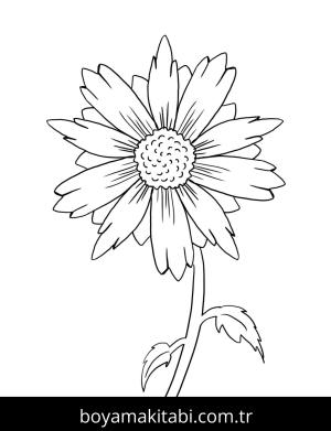 Ayçiçeği boyama sayfası – çizgi film temalı, basit çizim