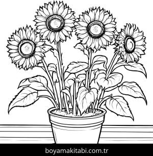 Ayçiçeği boyama sayfası,  coloring page, kreatif, popüler, eğlenceli