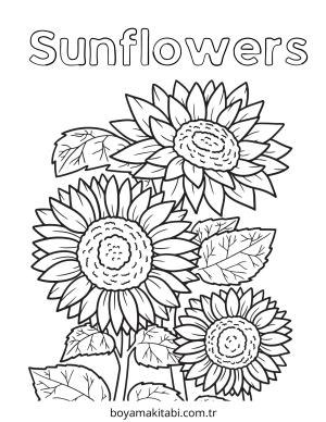 Ayçiçeği boyama sayfası – sevimli karakter, sanatsal çalışma