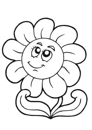 Ayçiçeği boyama sayfası,  coloring page, Gülümseyen küçük çiçek., 