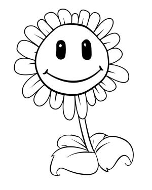 Ayçiçeği boyama sayfası,  coloring page, Memnun ayçiçeği gülümsemesi., 