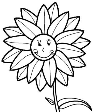 Ayçiçeği boyama sayfası,  coloring page, Bir ayçiçeğinin sinsi gülümsemesi, 