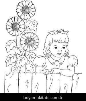 Ayçiçeği boyama sayfası – renkli çizimler, okul öncesi