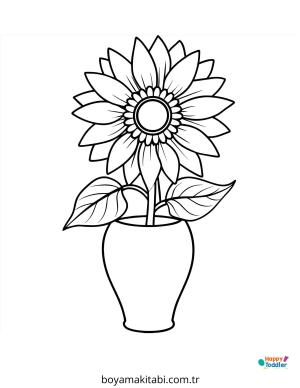 Ayçiçeği boyama sayfası – el becerilerini geliştirir, boyama çalışması
