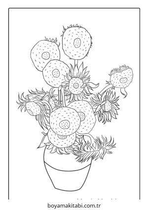 Ayçiçeği boyama sayfası – keyifli zaman, renkli çizimler
