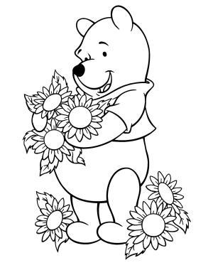 Ayçiçeği boyama sayfası,  coloring page, Pooh ve Ayçiçekleri, 