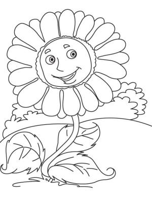 Ayçiçeği boyama sayfası,  coloring page, Gülümseyen ve güneşli çiçek., 