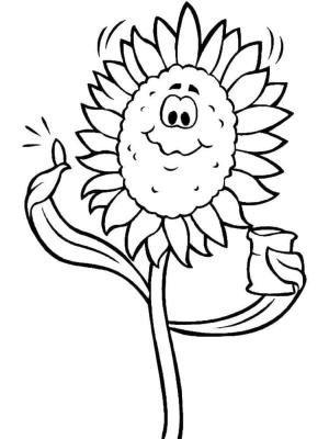 Ayçiçeği boyama sayfası,  coloring page, Kendi tohumlarını çiğneyen ayçiçeği, 