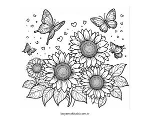 Ayçiçeği boyama sayfası – sanatsal çalışma, çocuklar için