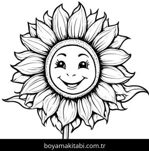 Ayçiçeği boyama sayfası,  coloring page, mutlu, popüler, masalsı